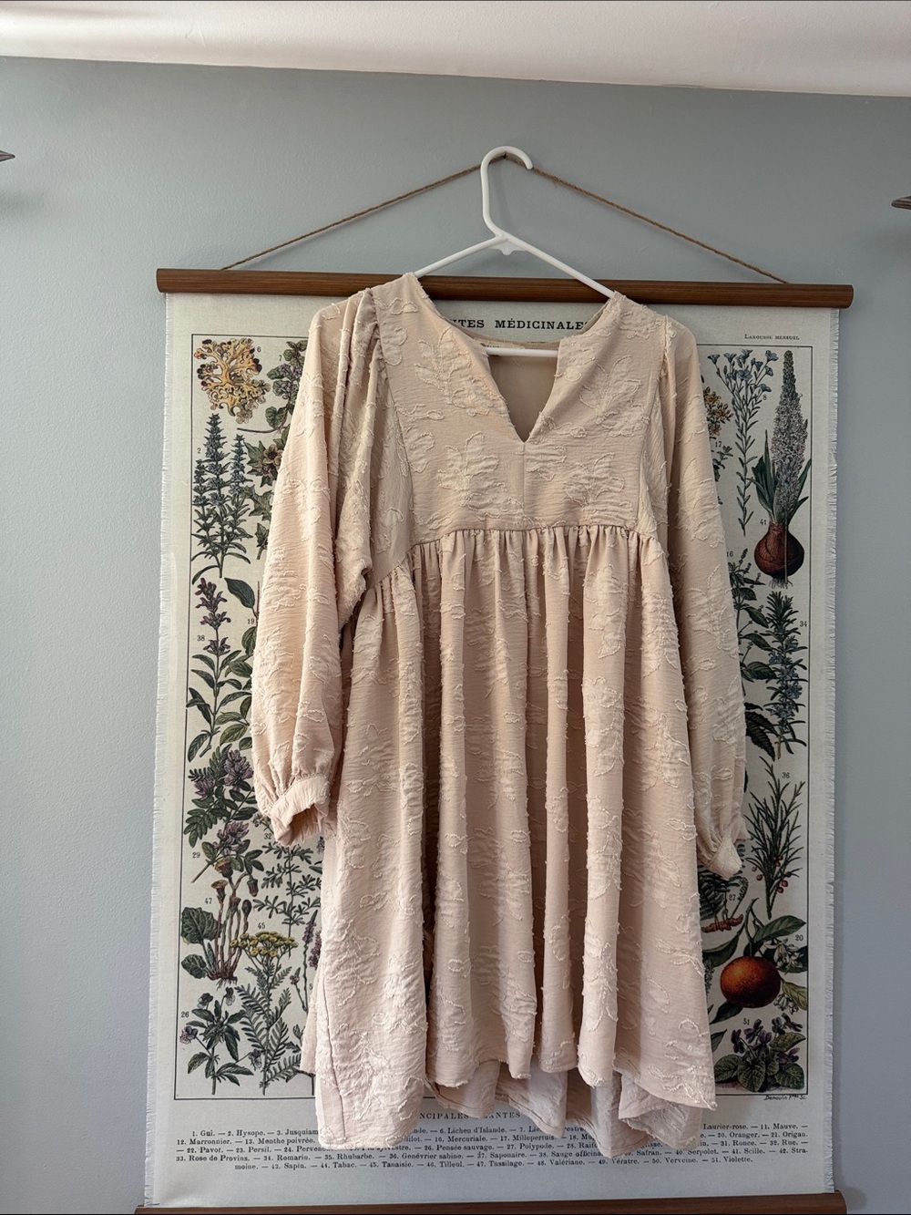 Textured Beige Babydoll Dress